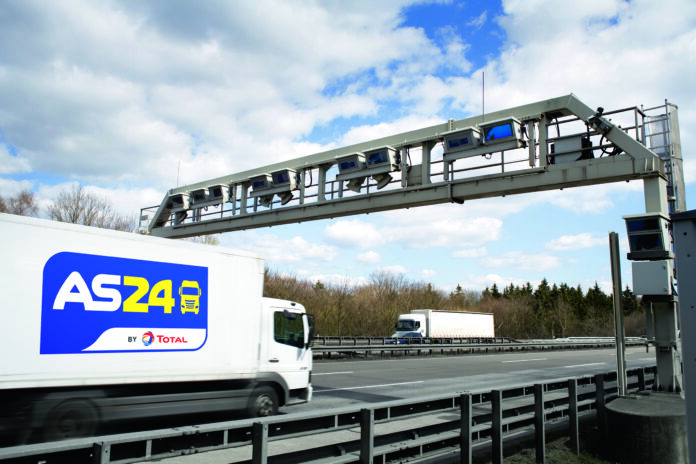 truck toll system at german highway - control gantry